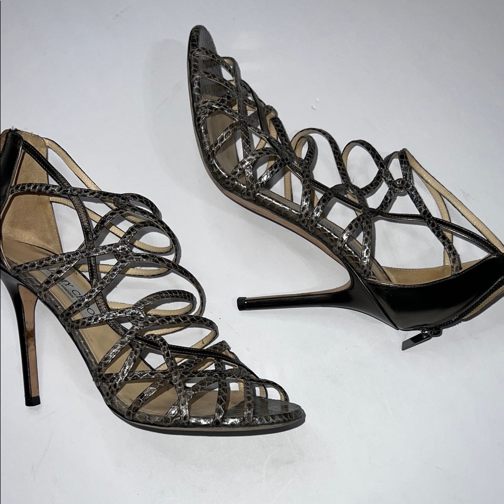 Jimmy Choo Black Snakeskin Heels Women’s size 39 - Picture 4 of 11
